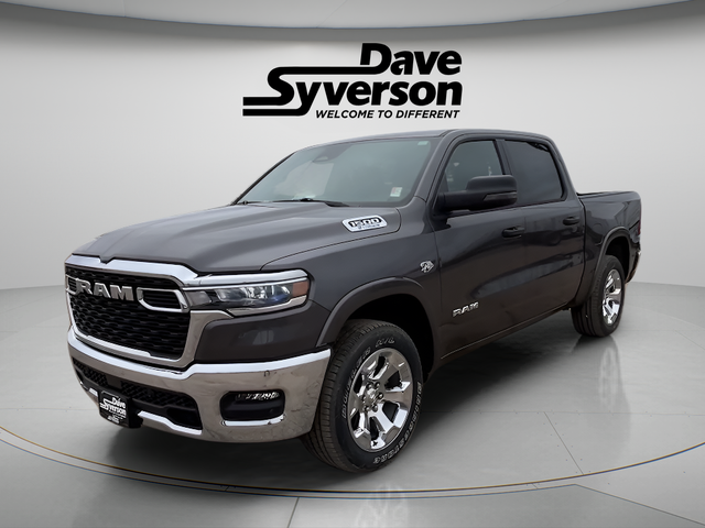 2026 RAM Ram 1500 RAM 1500 BIG HORN CREW CAB 4X4 5'7' BOX in Granite Crystal Metallic Clear-Coat Exterior Paint — front three-quarter view