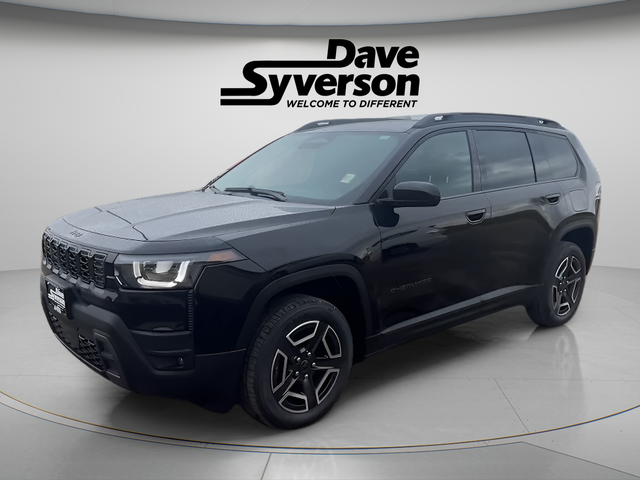 2026 Jeep Cherokee CHEROKEE LAREDO 4X4 in Diamond Black Crystal Pearl-Coat Exterior Paint — front three-quarter view