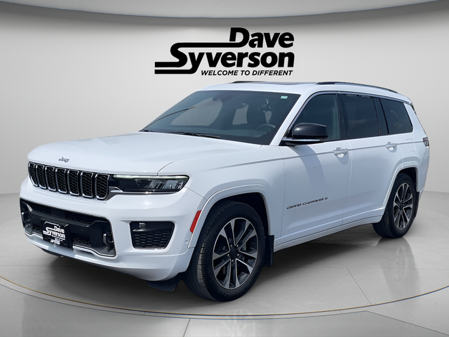 2023 Jeep Grand Cherokee L Overland in Bright White Clearcoat — front three-quarter view