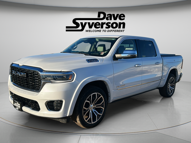 2025 RAM 1500 Tungsten in Ivory White Tri-Coat Pearlcoat — front three-quarter view